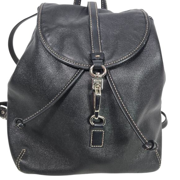 Vintage Coach Studio Legacy Backpack Black Mini Bag Y2K Leather Drawstring 9368 - Picture 13 of 14